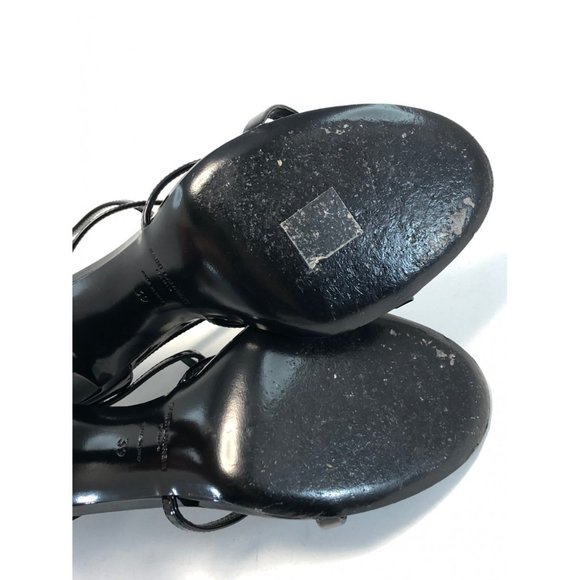 SAINT LAURENT Cassandra Patent Leather YSL Logo Sandals - Picture 2 of 12